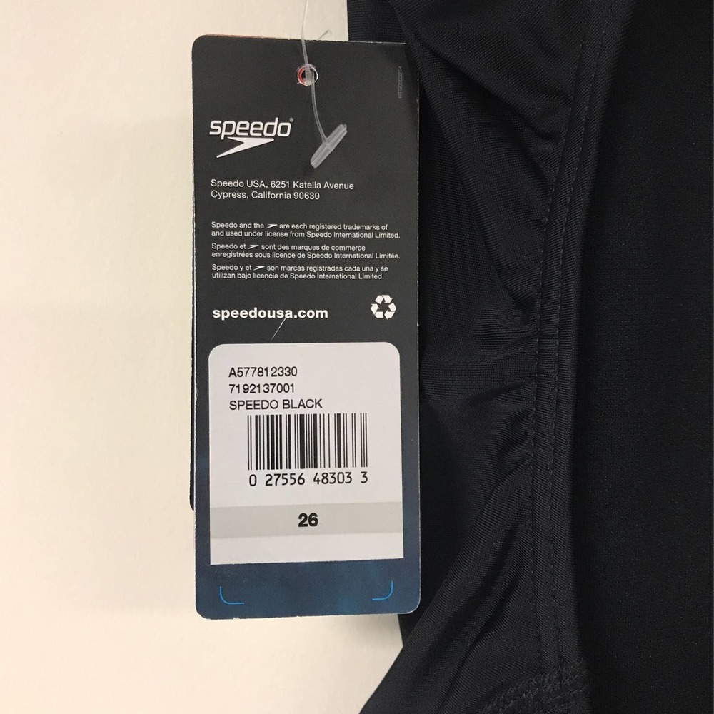 Speedo Women's Size 26 Solid Flyer One Piece Swimsuit, Black - Picture 6 of 6